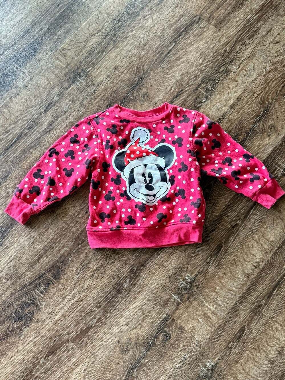 Disney Mickey Mouse Christmas Santa Hat Polka Dot Sweatshirt Size XS
